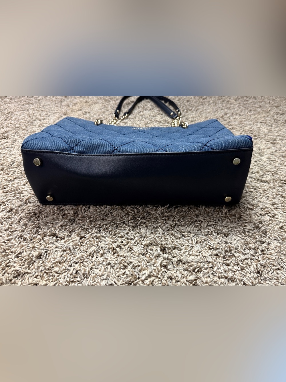 kate spade Quilted Denim Satchel in Blue with Black Handles - Picture 4 of 11
